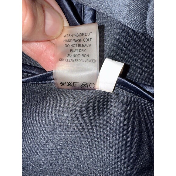 L’Atelier Navy Cape Jacket Coat XS Open Front Belted Draped Collar Elegant Layer - Picture 8 of 11